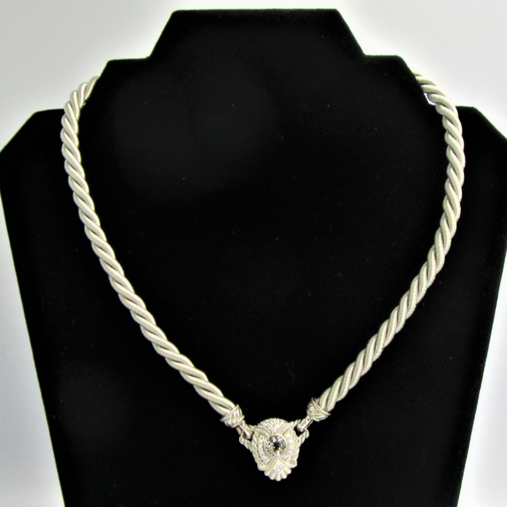 Vintage SIGNED JUDITH RIPKA Necklace / Cubic Zirconia / Pendant Enhancer / 925